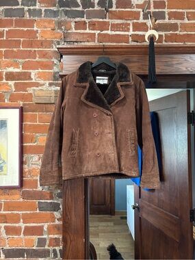 Vintage Brandon Thomas Brown Suede Faux Fur Jacket